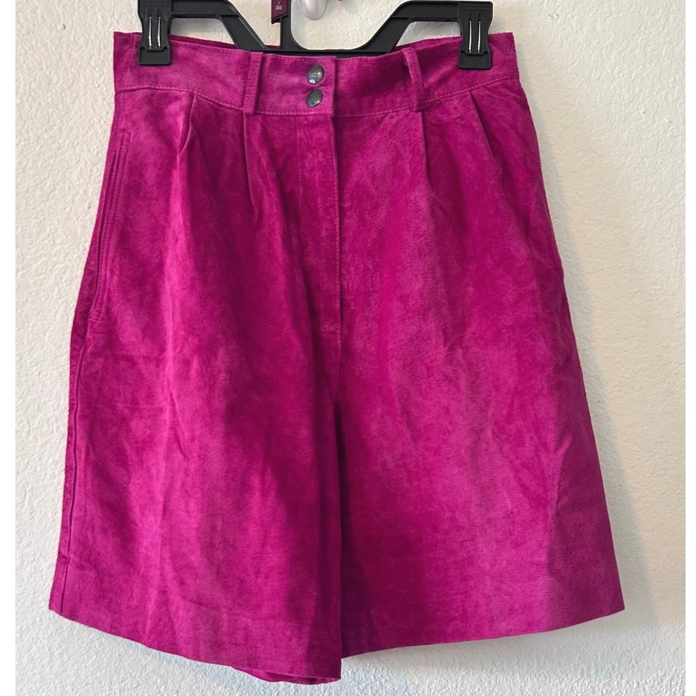 David Hollis Vintage Magenta Pink Dopamine Suede High Waisted Shorts 10